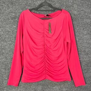 NWT J. Crew Women’s Top Ruched Long Sleeve Matte Jersey Top Dragon Fruit‎ Pink
